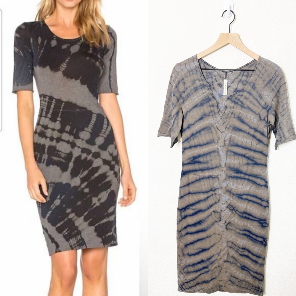Raquel Allegra Gray and Navy Tie-Dye Mini Dress